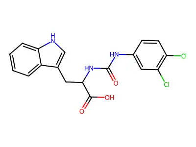 2-{[(3,4-dichlorophenyl)carbamoyl]amino}-3-(1H-indol-3-yl)propanoic acid structure