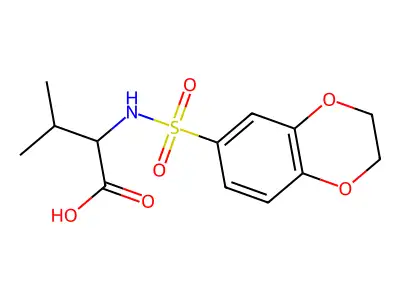 2-(2,3-Dihydro-benzo[1,4]dioxine-6-sulfonylamino)-3-methyl-butyric acid structure