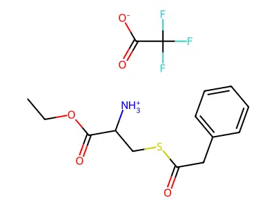 1-ethoxy-1-oxo-3-[(2-phenylacetyl)sulfanyl]-2-propanaminium 2,2,2-trifluoroacetate structure