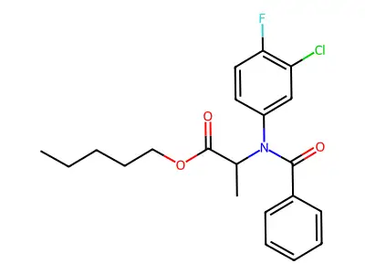 Pentyl 2-(benzoyl-3-chloro-4-fluoroanilino)propanoate structure