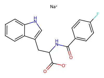 2-[(4-fluorobenzoyl)amino]-3-(1H-indol-3-yl)propanoic acid structure