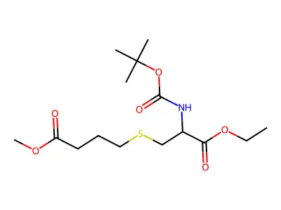methyl 4-({2-[(tert-butoxycarbonyl)amino]-3-ethoxy-3-oxopropyl}sulfanyl)butanoate structure