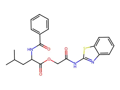 2-(1,3-benzothiazol-2-ylamino)-2-oxoethyl N-(phenylcarbonyl)leucinate structure