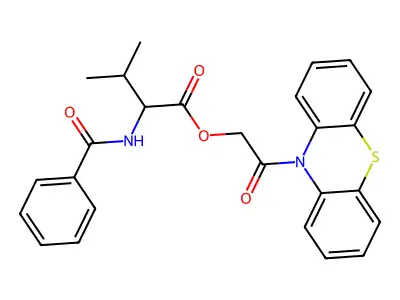 2-oxo-2-(10H-phenothiazin-10-yl)ethyl N-(phenylcarbonyl)valinate structure