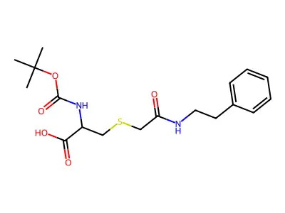 2-[(tert-butoxycarbonyl)amino]-3-{[2-oxo-2-(phenethylamino)ethyl]sulfanyl}propanoic acid structure