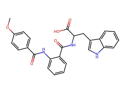 N-[(2-{[(4-methoxyphenyl)carbonyl]amino}phenyl)carbonyl]tryptophan structure