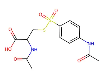 2-Acetamido-3-(4-acetamidophenyl)sulfonylsulfanylpropanoic acid structure