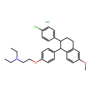 2-(p-(2-(p-Chlorophenyl)-1,2,3,4-tetrahydro-6-methoxy-1-naphthyl)phenoxy)triethylamine, hydrochloride structure