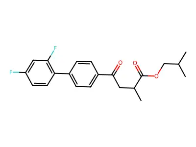 (1,1'-Biphenyl)-4-butanoic acid, 2',4'-difluoro-alpha-methyl-gamma-oxo-, 2-methylpropyl ester, (+-)- structure