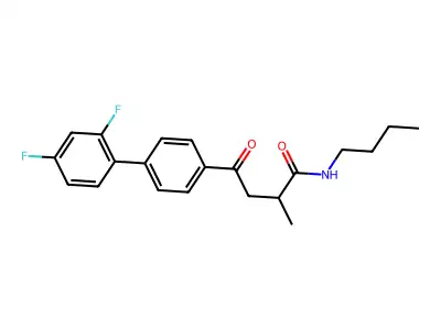 (+-)-N-Butyl-2',4'-difluoro-alpha-methyl-gamma-oxo-(1,1'-biphenyl)-4-butanamide structure