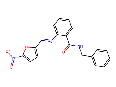 Benzamide, 2-[[(5-nitro-2-furanyl)methylene]amino]-N-(phenylmethyl)- structure