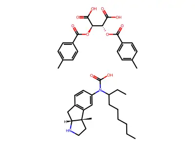 Carbamic acid, heptyl-, 1-ethyl-1,2,3,3a,8,8a-hexahydro-3a-methylindeno(2,1-b)pyrrol-5-yl ester, cis-(+-)-, (R-(R*,R*))-2,3-bis((4-methylbenzoyl)oxy)butanedioate (1:1) structure
