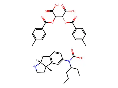 Carbamic acid, butyl-, 1-ethyl-1,2,3,3a,8,8a-hexahydro-3a-methylindeno(2,1-b)pyrrol-5-yl ester, cis-(+-)-, (R-(R*,R*))-2,3-bis((4-methylbenzoyl)oxy)butanedioate (1:1) structure
