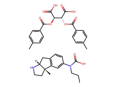 Indeno(2,1-b)pyrrol-5-ol, 1,2,3,3a,8,8a-hexahydro-1-ethyl-3a-methyl-, methylcarbamate(ester), cis-(+-)-, (R-(R*,R*))-2,3-bis((4-methylbenzoyl)oxy)butanedioate (1:1) structure