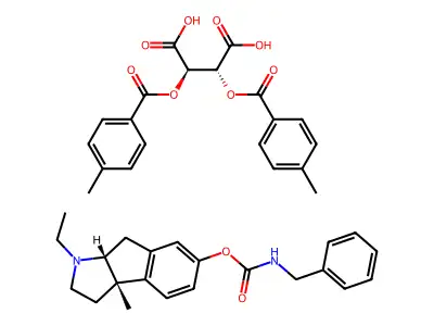 Carbamic acid, (phenylmethyl)-, 1-ethyl-1,2,3,3a,8,8a-hexahydro-3a-methylindeno(2,1-b)pyrrol-5-yl ester, cis-(+-)-, (R-(R*,R*))-2,3-bis((4-methylbenzoyl)oxy)butanedioate (1:1) structure