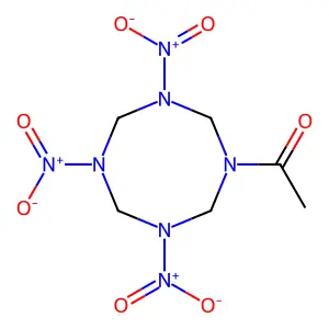 1-(Hexahydro-3,5,7-trinitro-1,3,5,7-tetrazocin-1(2H)-yl)ethanone structure