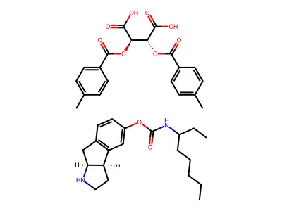 Carbamic acid, hexyl-, 1,2,3,3a,8,8a-hexahydro-1-ethyl-3a-methylindeno(2,1-b)pyrrol-5-yl ester, (3ar,cis)-, (R-(R*,R*))-2,3-bis((4-methylbenzoyl)oxy)butanedioate (1:1) structure