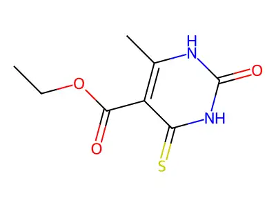 Ethyl 6-methyl-2-oxo-4-sulfanylidene-1,2,3,4-tetrahydropyrimidine-5-carboxylate structure