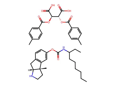 Carbamic acid, heptyl-, 1-ethyl-1,2,3,3a,8,8a-hexahydro-3a-methylindeno(2,1-b)pyrrol-5-yl ester, (3as,cis)-, (R-(R*,R*))-2,3-bis((4-methylbenzoyl)oxy)butanedioate (1:1) structure