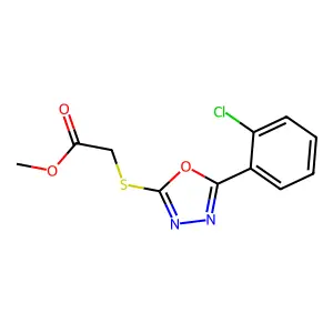 Methyl {[5-(2-chlorophenyl)-1,3,4-oxadiazol-2-yl]sulfanyl}acetate structure
