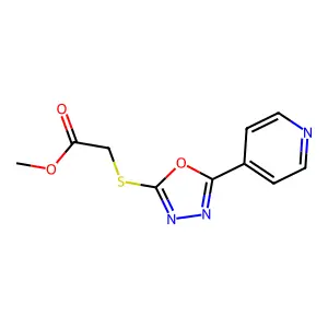Methyl 2-(5-(4-pyridyl)-1,3,4-oxadiazol-2-ylthio)acetate structure