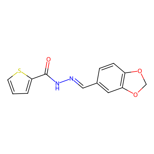 N'-(1,3-benzodioxol-5-ylmethylene)-2-thiophenecarbohydrazide structure