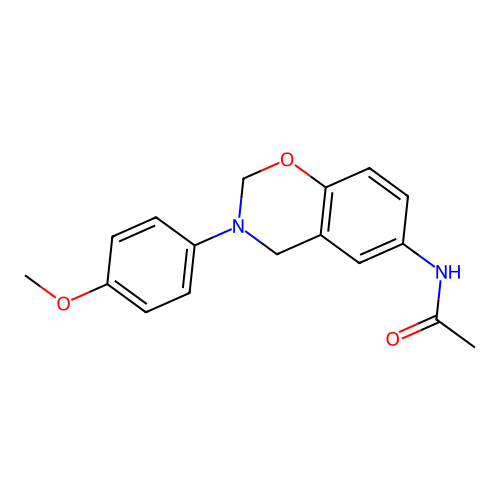 N-[3-(4-methoxyphenyl)-3,4-dihydro-2H-1,3-benzoxazin-6-yl]acetamide structure