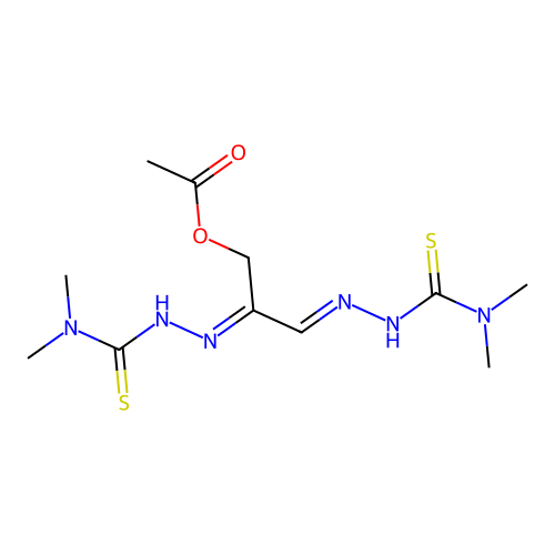Acetyl 2,3-dioxopropanal-di-(4,4-dimethylthiosemicarbazone) structure