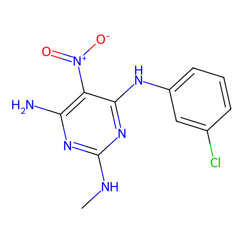 N4-(3-chlorophenyl)-N2-methyl-5-nitropyrimidine-2,4,6-triamine structure