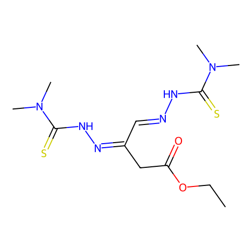 Ethyl 3,4-dioxobutyrate-di-(4,4-dimethylthiosemicarbazone) structure