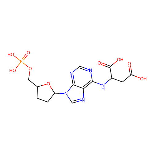 2-[[9-[5-(Phosphonooxymethyl)oxolan-2-yl]purin-6-yl]amino]butanedioic acid structure