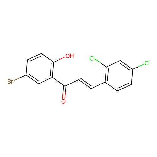 (E)-1-(5-bromo-2-hydroxyphenyl)-3-(2,4-dichlorophenyl)prop-2-en-1-one structure