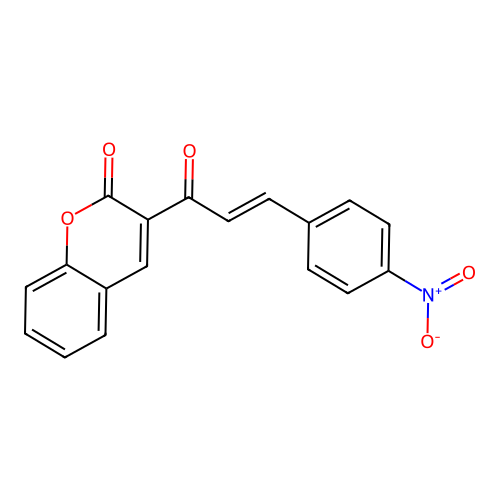 (E)-3-(3-(4-nitrophenyl)acryloyl)-2H-chromen-2-one structure