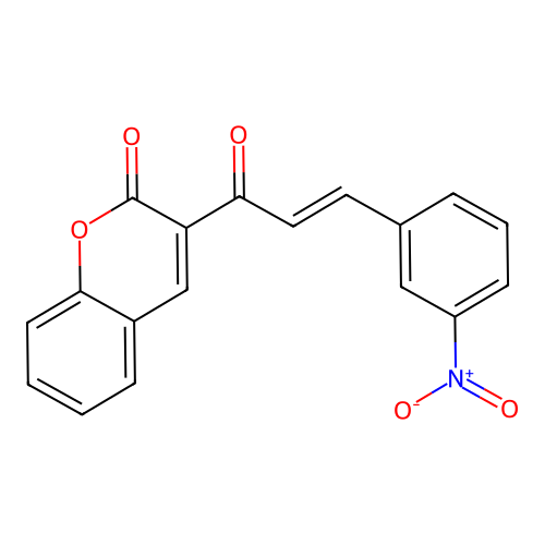 (E)-3-(3-(3-nitrophenyl)acryloyl)-2H-chromen-2-one structure