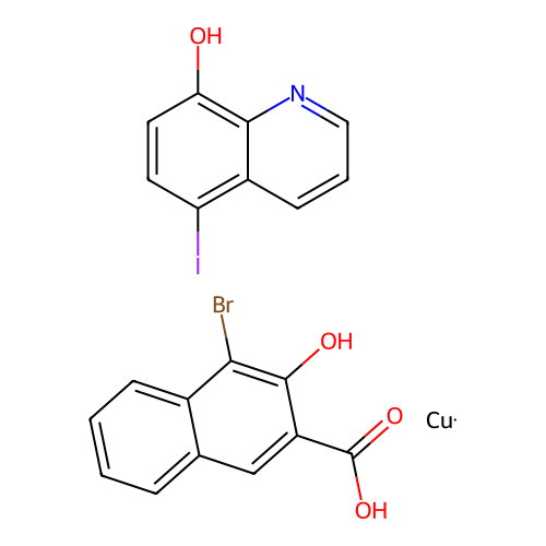 4-Bromo-3-hydroxynaphthalene-2-carboxylic acid;copper;5-iodoquinolin-8-ol structure