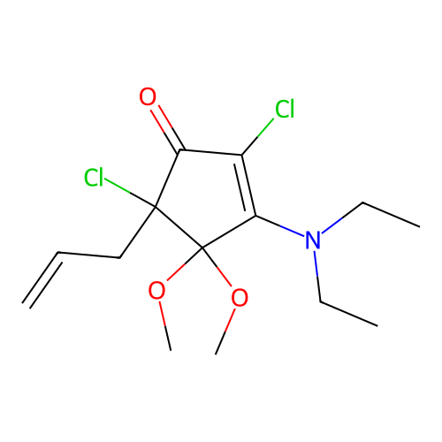 5-Allyl-2,5-dichloro-3-(diethylamino)-4,4-dimethoxycyclopent-2-enone structure