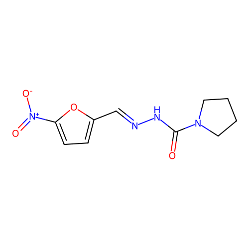 1-Pyrrolidinecarboxylic acid, (5-nitrofurfurylidene)hydrazide structure
