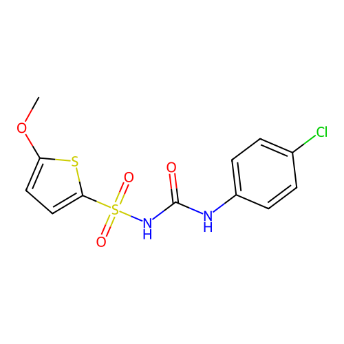 N-[[(4-chlorophenyl)amino]carbonyl]-5-methoxy-2-thiophenesulfonamide structure