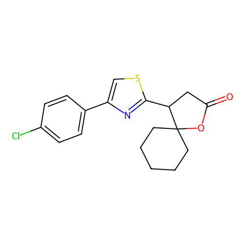 4-[4-(4-Chlorophenyl)-1,3-thiazol-2-yl]-1-oxaspiro[4.5]decan-2-one structure