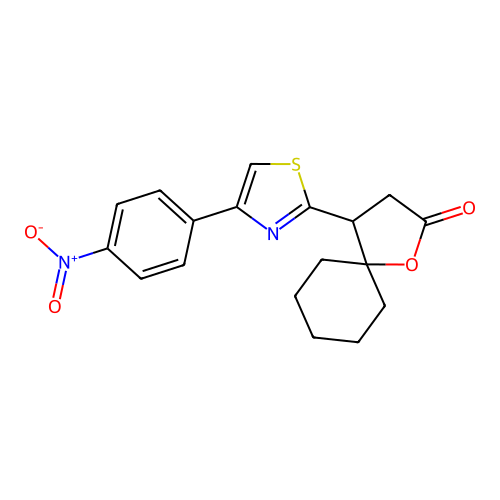 4-[4-(4-Nitrophenyl)-1,3-thiazol-2-yl]-1-oxaspiro[4.5]decan-2-one structure