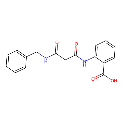2-{2-[N-benzylcarbamoyl]acetylamino}benzoic acid structure