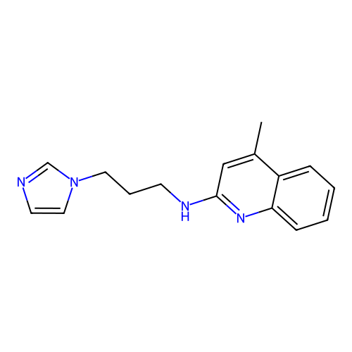 N-(3-(1H-imidazol-1-yl)propyl)-4-methylquinolin-2-amine structure