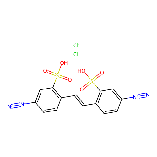 4-[(E)-2-(4-diazonio-2-sulfophenyl)ethenyl]-3-sulfobenzenediazonium dichloride structure