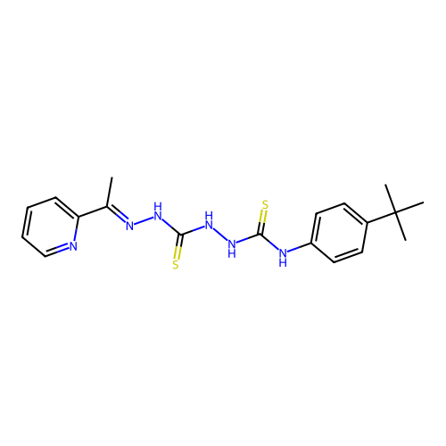 Carbonothioic dihydrazide, N''-(((4-(1,1-dimethylethyl)phenyl)amino)thioxomethyl)-N'''-((1E)-1-(2-pyridinyl)ethylidene)- structure
