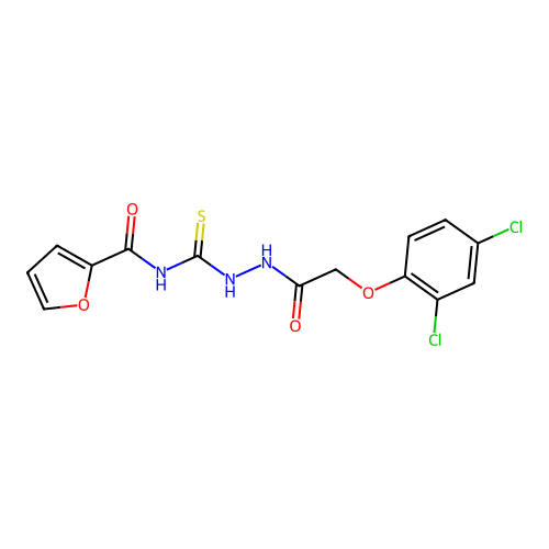 2-(2,4-dichlorophenoxy)-N-{[(2-furylcarbonylamino)thioxomethyl]amino}acetamide structure