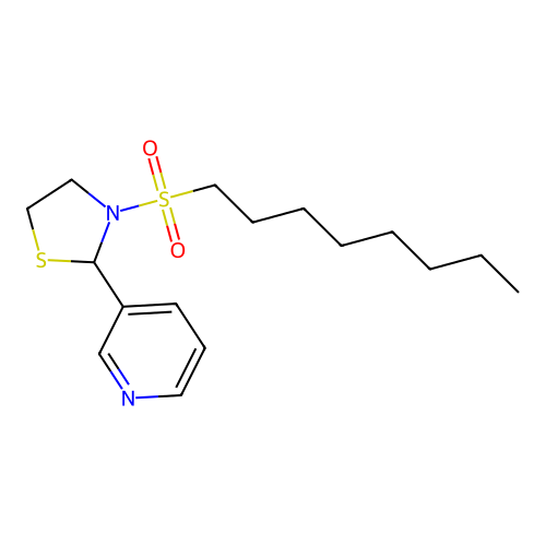 3-Octylsulfonyl-2-pyridin-3-yl-1,3-thiazolidine structure