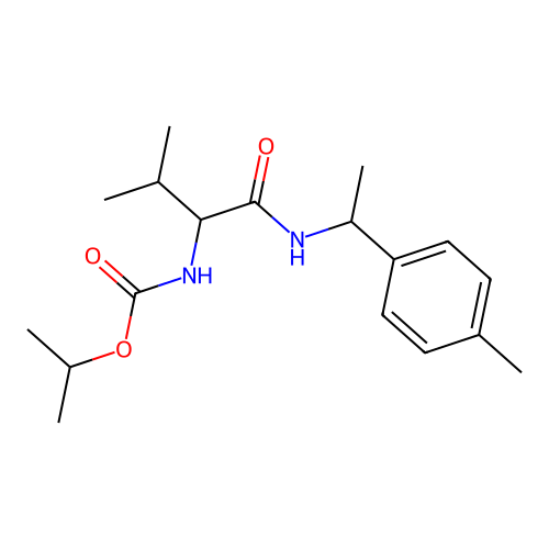 Isopropyl (3-methyl-1-{[1-(4-methylphenyl)ethyl]amino}-1-oxobutan-2-yl)carbamate structure
