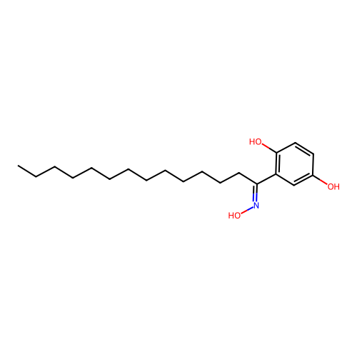 2-(N-hydroxy-C-tridecylcarbonimidoyl)benzene-1,4-diol structure
