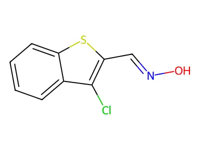 N-[(3-chloro-1-benzothiophen-2-yl)methylidene]hydroxylamine structure