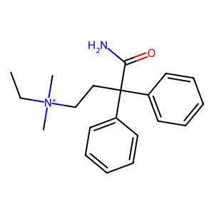 gamma-(Aminocarbonyl)-N-ethyl-N,N-dimethyl-gamma-phenylbenzenepropanaminium structure